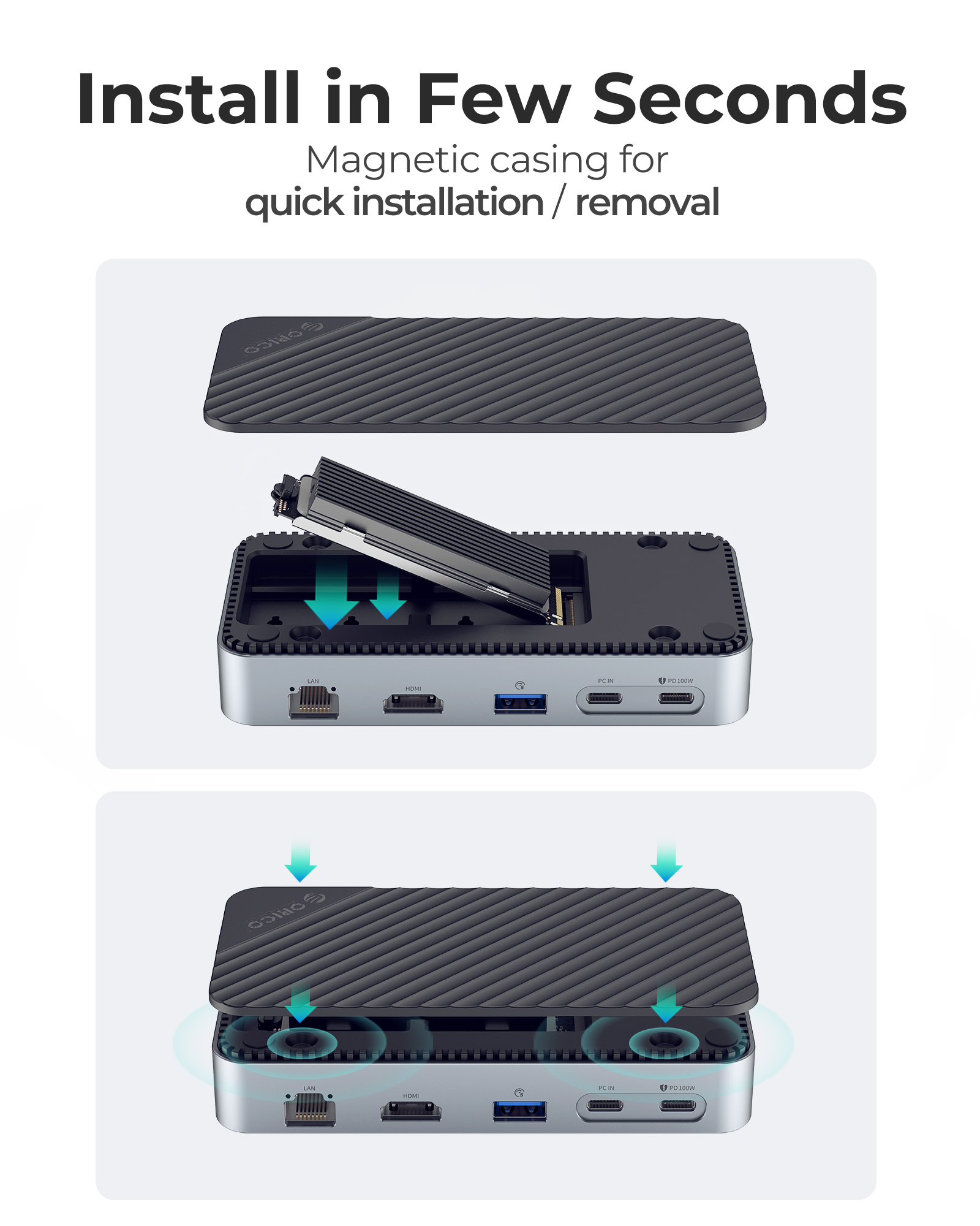 ORICO — docking station 10 em 1 com slot para SSD M.2